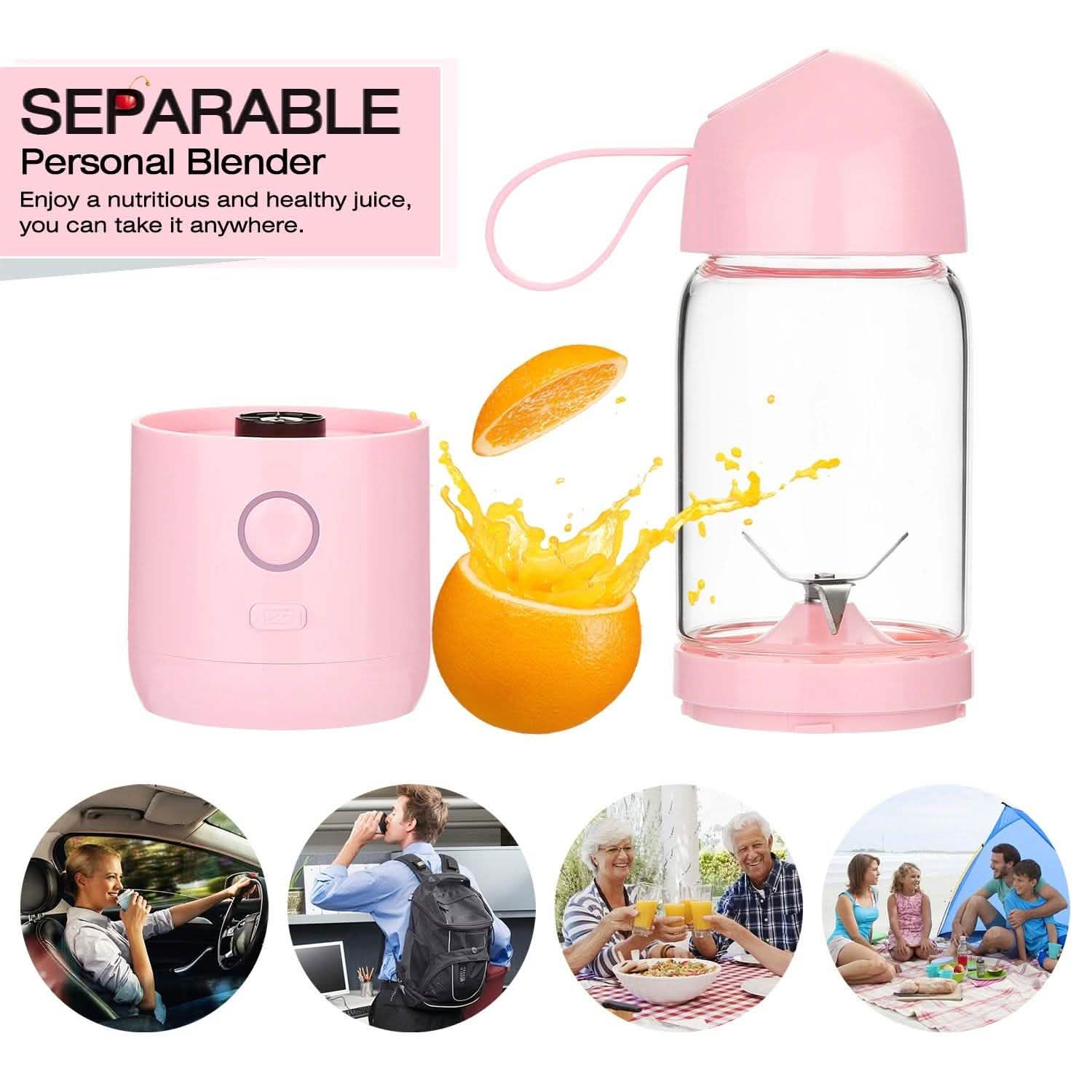 550ML USB Portable Mixer Rechargeable Juicer Fruit Blender Juicer Shaker Bottle Kitchen & Dining - DailySale
