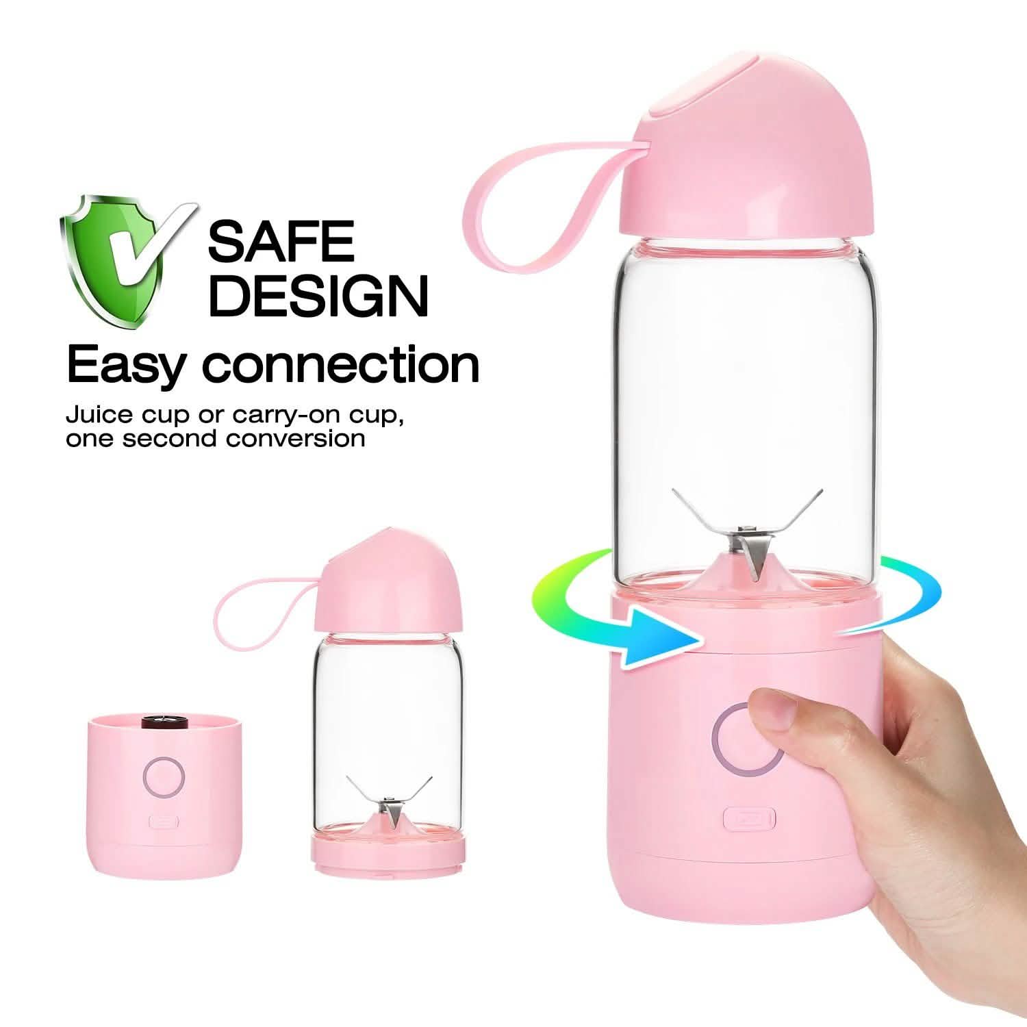 550ML USB Portable Mixer Rechargeable Juicer Fruit Blender Juicer Shaker Bottle Kitchen & Dining - DailySale