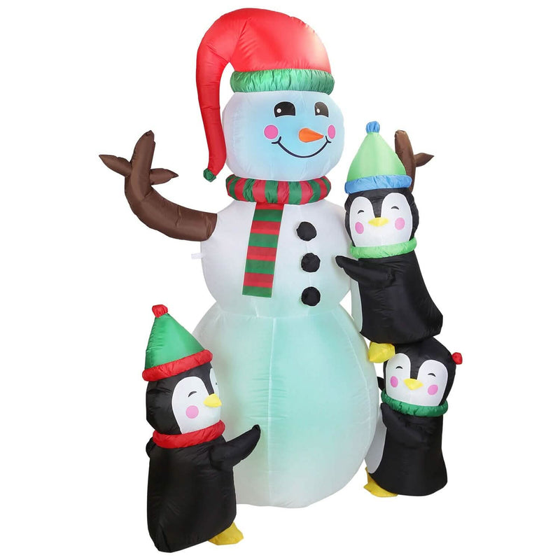 5.9Ft Snowman and Penguin Blow Up Yard Decoration with LED Light Built-in Air Blower Holiday Decor & Apparel - DailySale