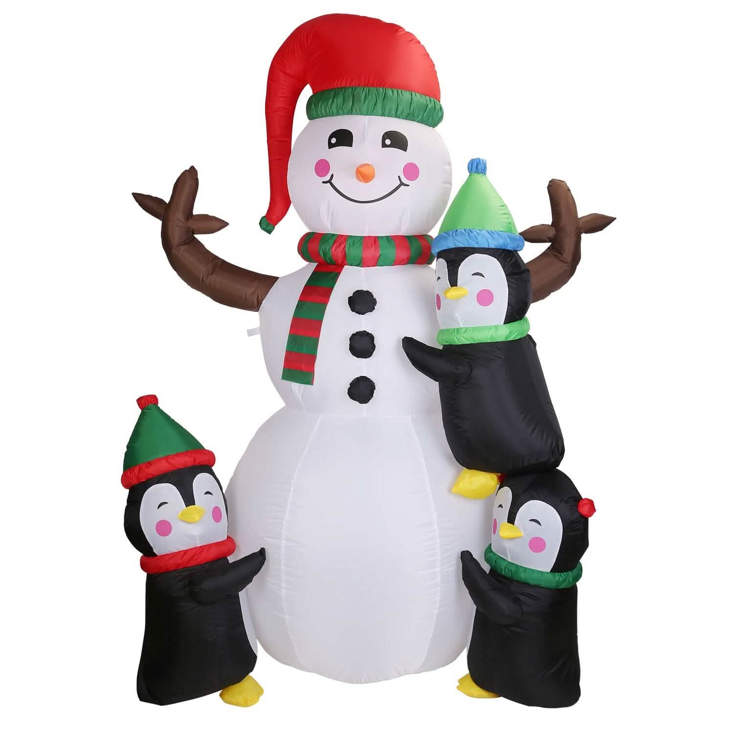 5.9Ft Snowman and Penguin Blow Up Yard Decoration with LED Light Built-in Air Blower Holiday Decor & Apparel - DailySale