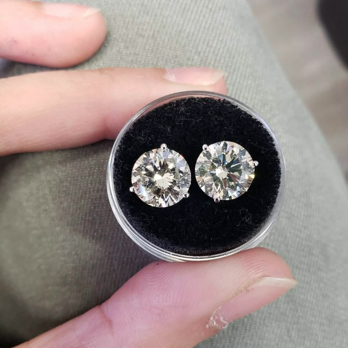 5Ct Round Cut VVS1 Diamond Style Push Back Stud Earrings 14K White Gold Earrings - DailySale