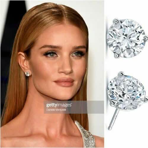 5Ct Round Cut VVS1 Diamond Style Push Back Stud Earrings 14K White Gold Earrings - DailySale
