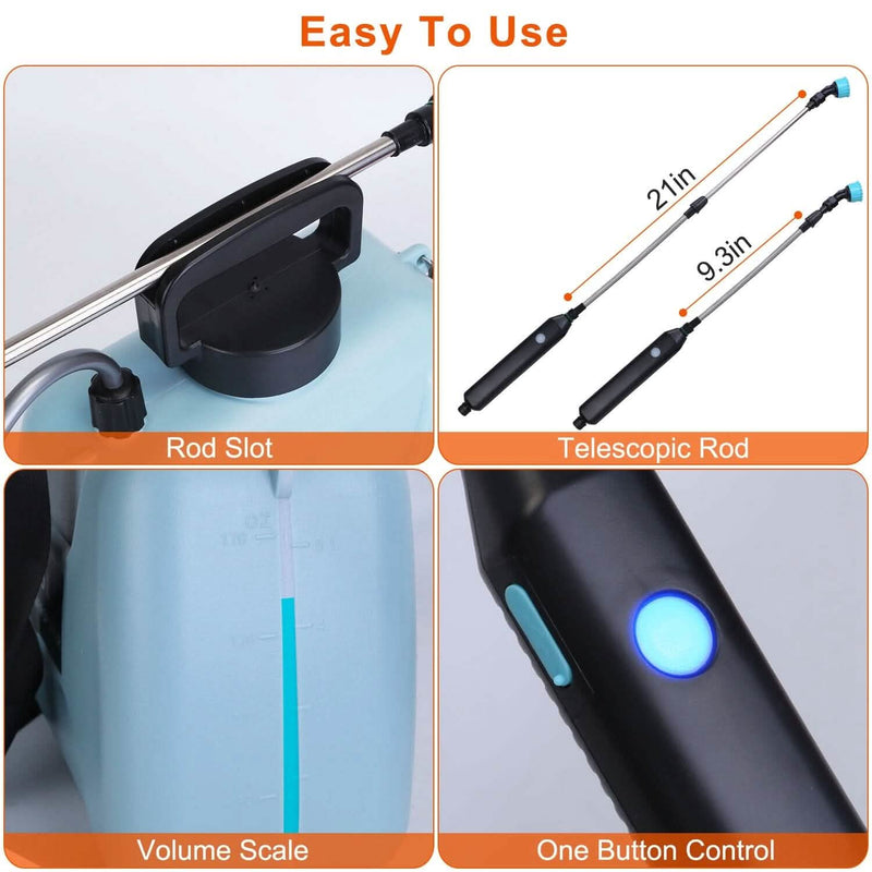 5L/1/3 Gallon Electric Plant Sprayer Telescopic Rechargeable with 3 Spray Sprouts Garden & Patio - DailySale