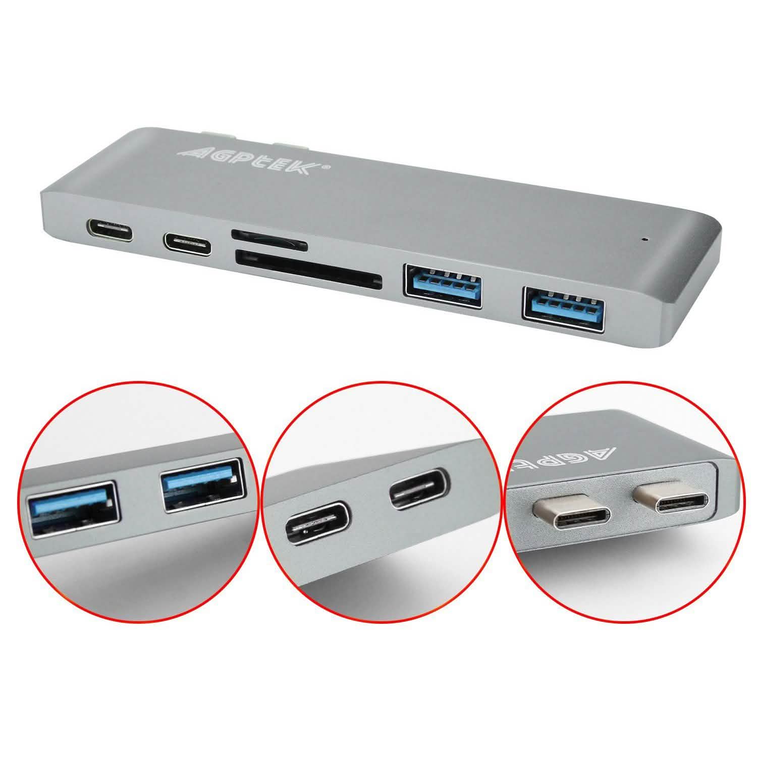 6-in-1 Type-C USB-C Hub Adapter Dual USB 3.0 Port Thunderbolt 3 Computer Accessories - DailySale