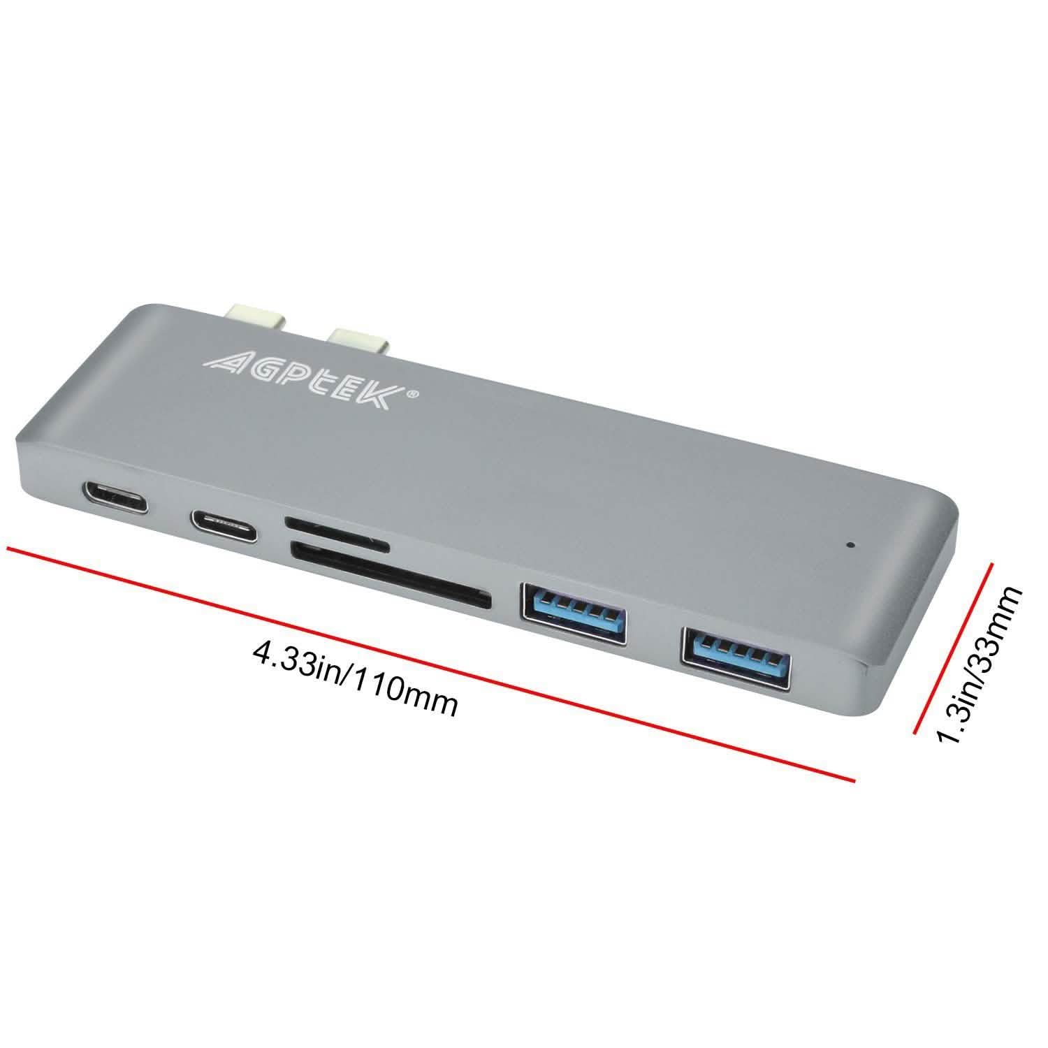 6-in-1 Type-C USB-C Hub Adapter Dual USB 3.0 Port Thunderbolt 3 Computer Accessories - DailySale