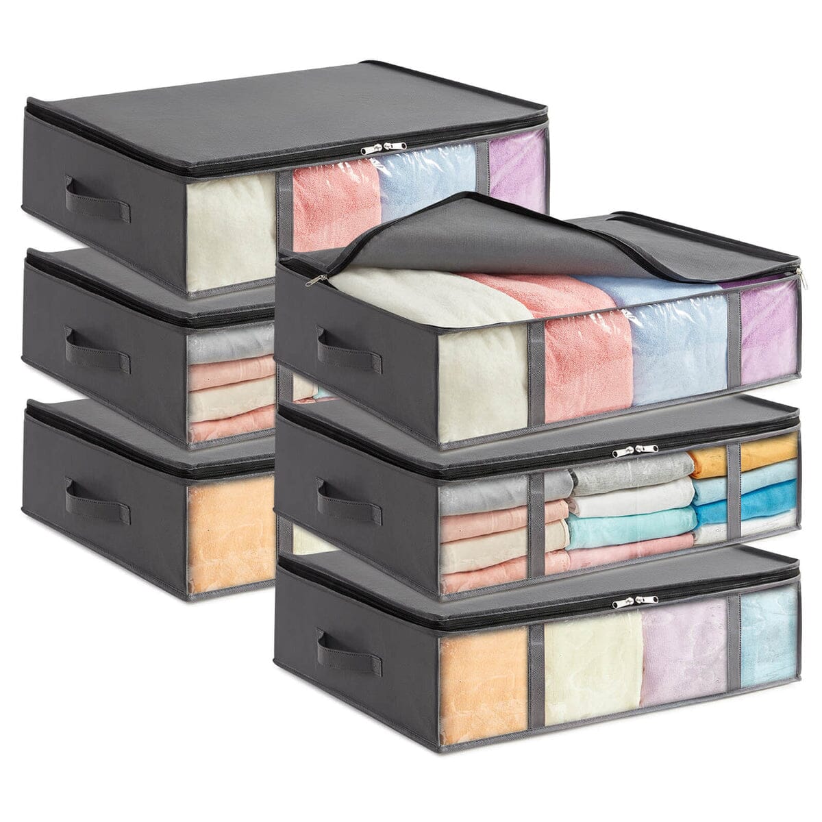 DailySale 3-Pack: Foldable Storage Bin with Lid Stackable Plastic Closet Organizer