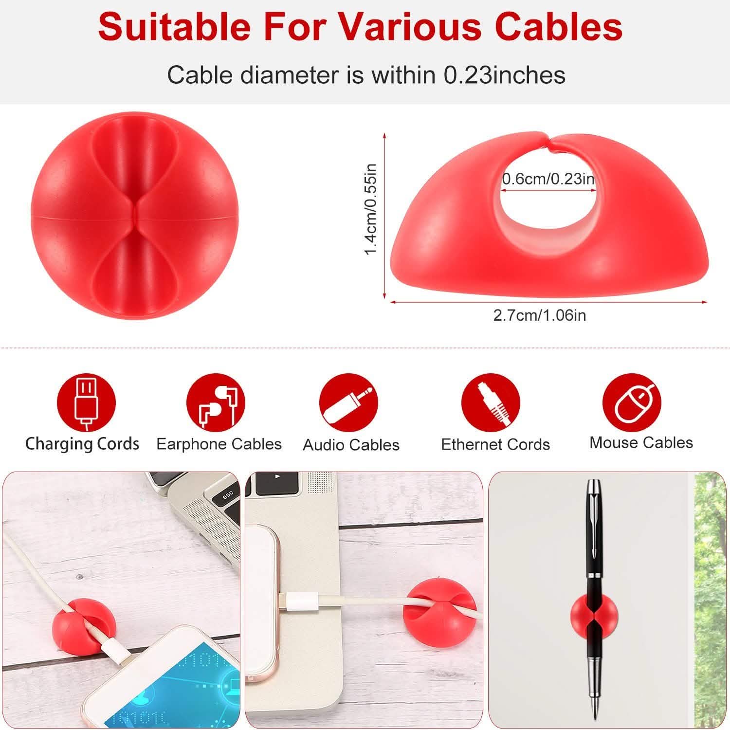 6-Pack: Cable Clips Adhesive Wire Cord Clamps Mobile Accessories - DailySale