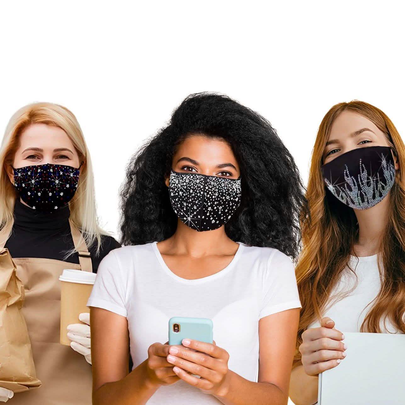 6-Pack: Celebrity Holiday Bling Rhinestone Face Mask Face Masks & PPE - DailySale