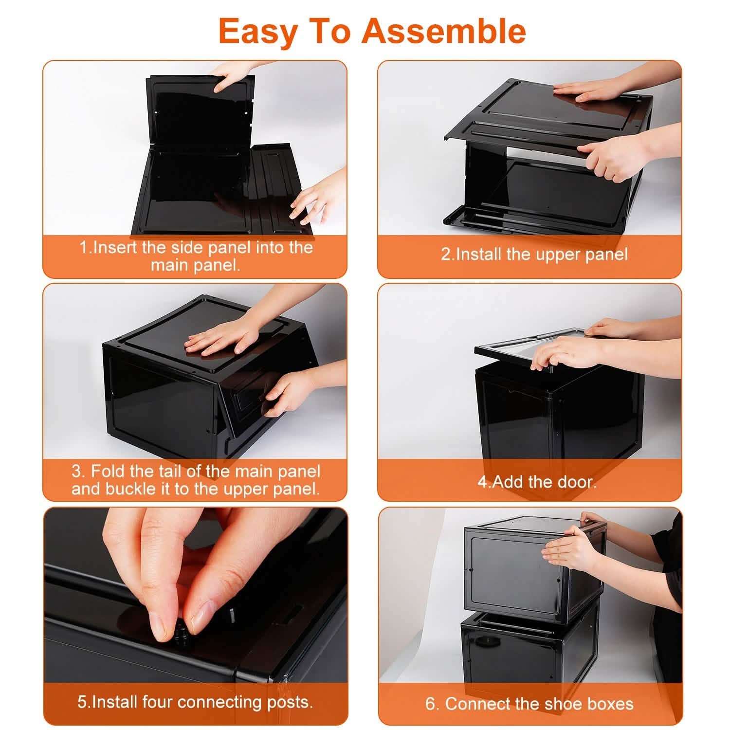 6-Pack: Collapsible Shoe Box Stackable Shoe Storage Bin with Magnetic Door Closet & Storage - DailySale
