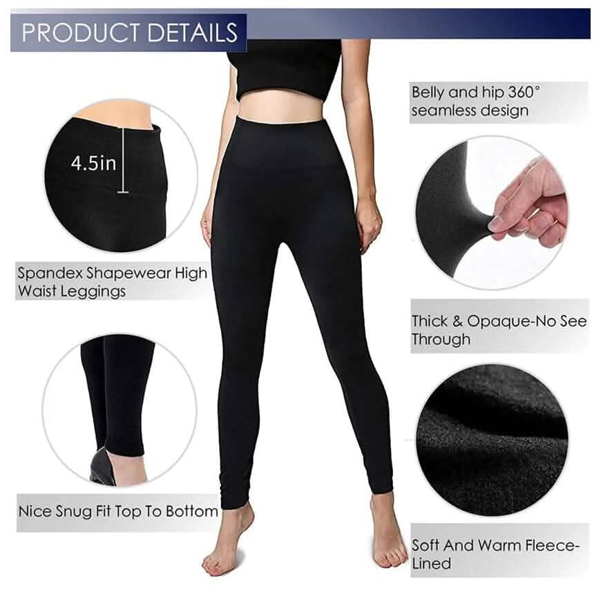 6-Pack: Hot Women’s Fleece Lined Leggings High Waist Soft Stretchy Warm Leggings Women's Bottoms - DailySale