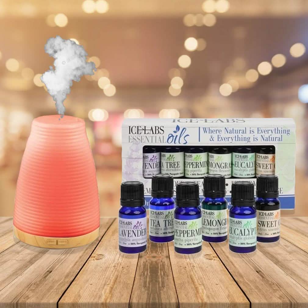 6Pack Ice Labs Essential Oils with Relaxing Essential Oil Diffuser