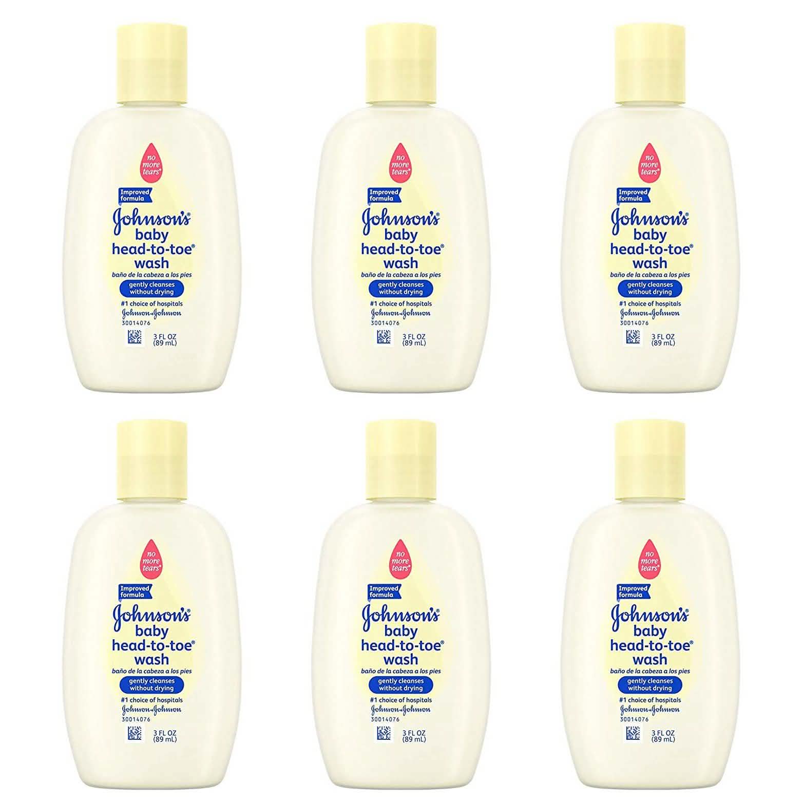 6-Pack: Johnson's Head-To-Toe Baby Wash Travel Size 3 Fl. Oz. Baby - DailySale