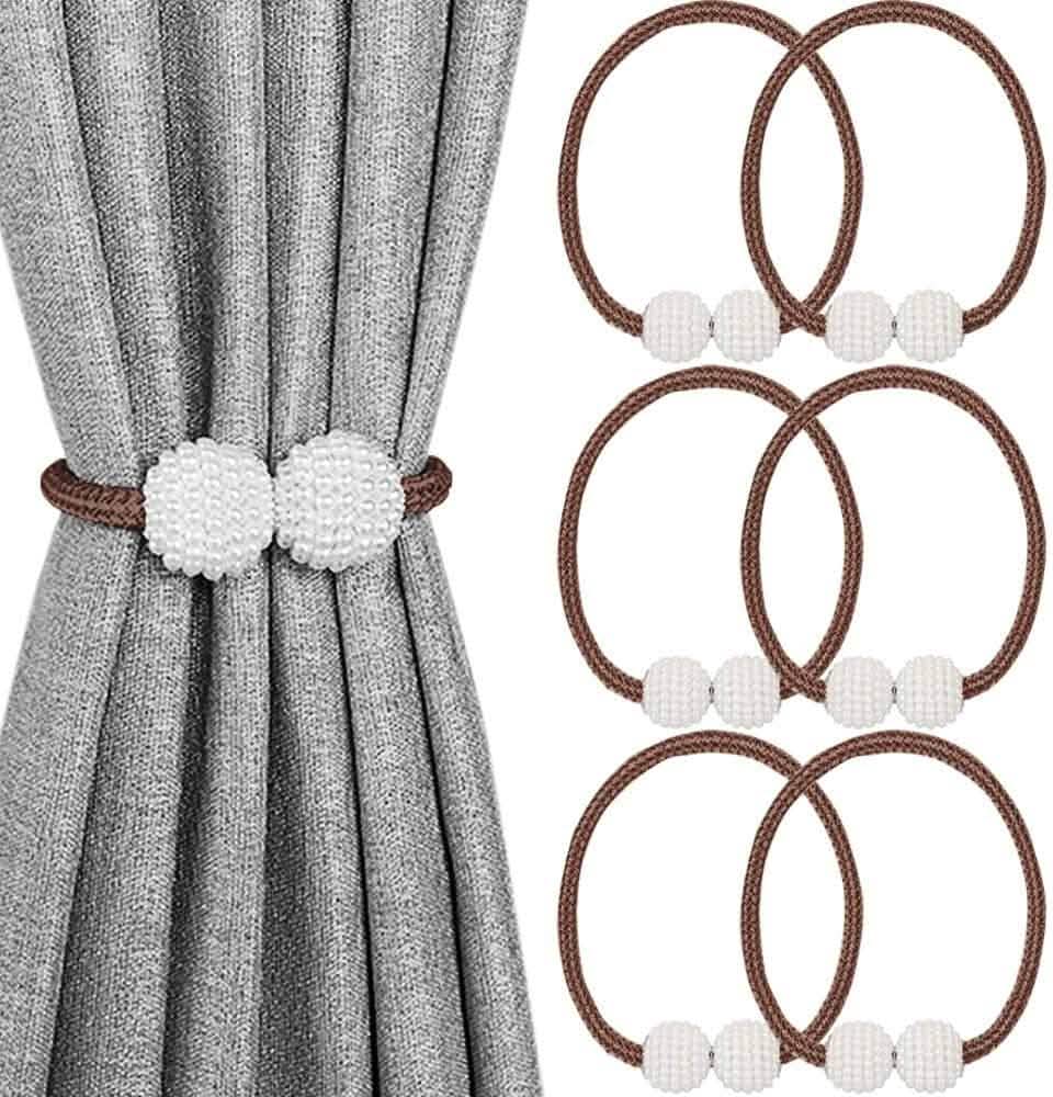 6-Pack: Magnetic Curtain Tiebacks, Decorative Curtain Holdbacks Furniture & Decor Coffee - DailySale