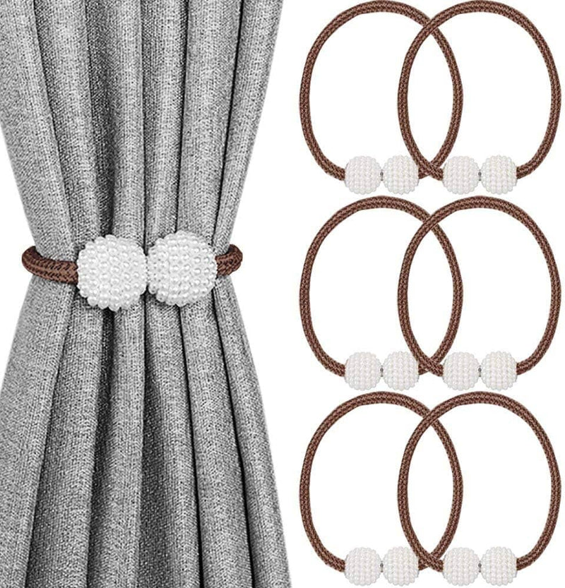 6-Pack: Magnetic Curtain Tiebacks, Decorative Curtain Holdbacks Furniture & Decor Coffee - DailySale