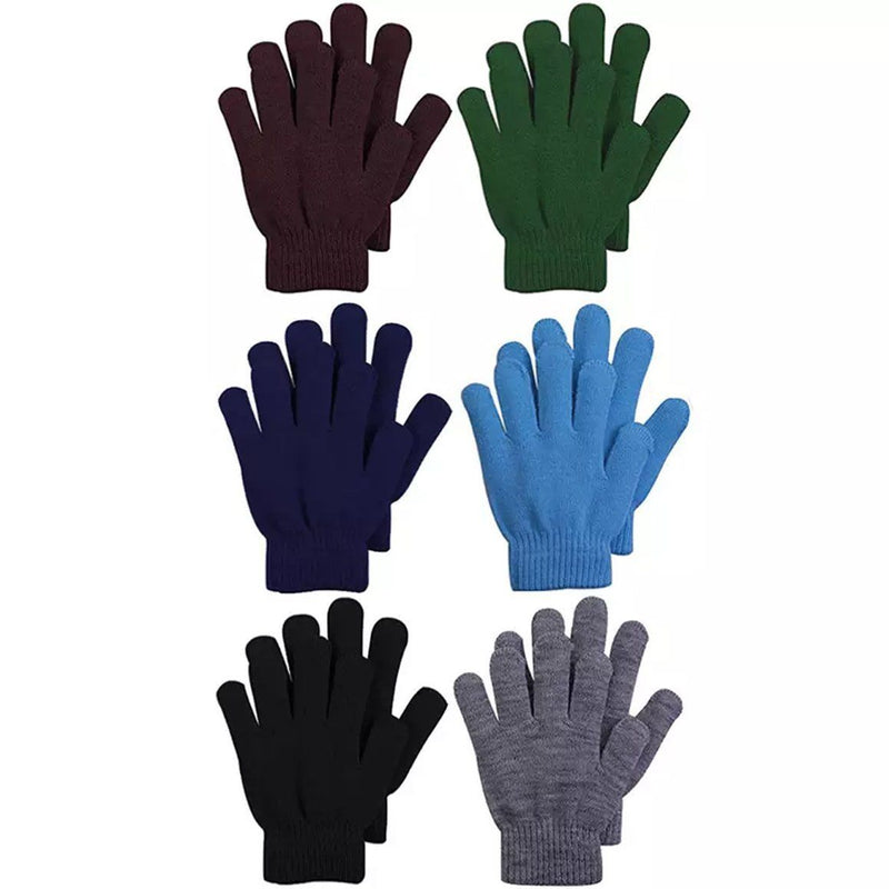 6-Pack: Men's Basic Knit Solid Color Warm Magic Gloves Men's Accessories Multi-color - DailySale