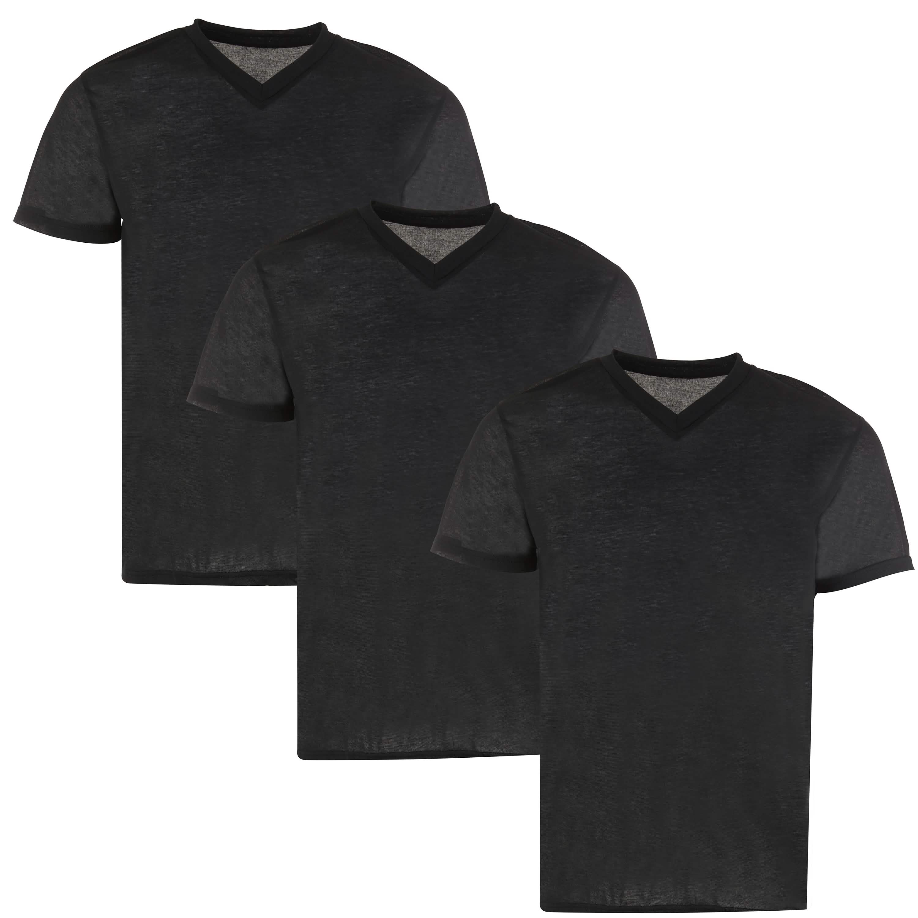 6-Pack: Men's Tagless Black Short Sleeve Shirt Men's Tops V-neck M - DailySale