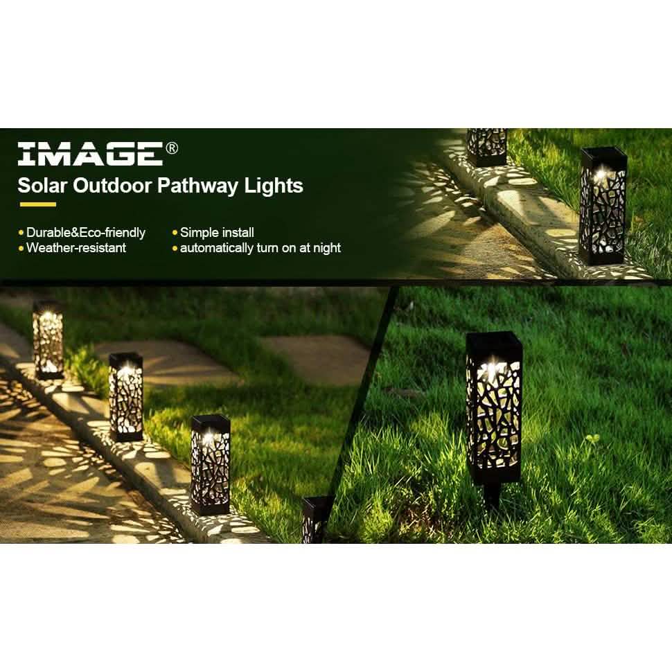 6-Pack: Outdoor Solar Light Powered Garden Pathway Lights Waterproof Hollow with Ground Spike Outdoor Lighting - DailySale