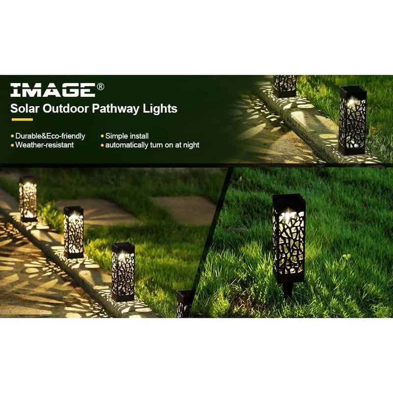 6-Pack: Outdoor Solar Light Powered Garden Pathway Lights Waterproof Hollow with Ground Spike Outdoor Lighting - DailySale
