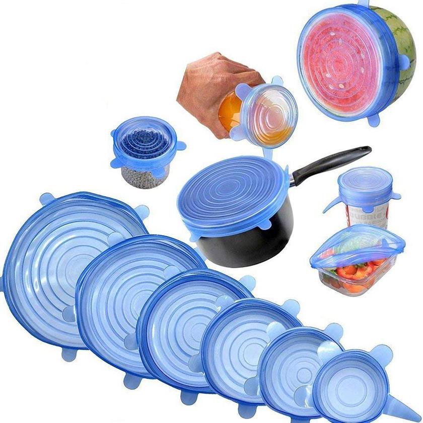 6PCS Silicone Stretch Lids Universal Silicone Food Wrap Bowl Pot Lid  Silicone Cover Pan Cooking Kitchen Accessories