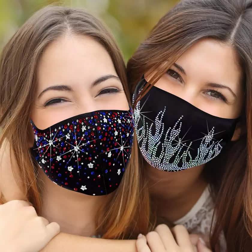 6-Pack: Rhinestone Holiday Bling Face Mask Face Masks & PPE - DailySale