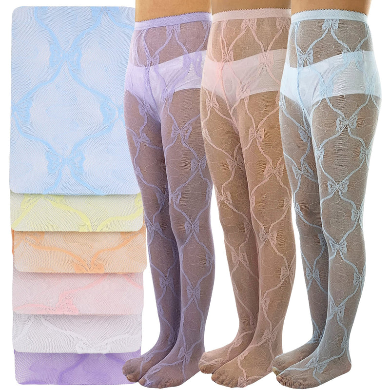 6-Pack: ToBeInStyle Girl's Butterfly Lace Pantyhose