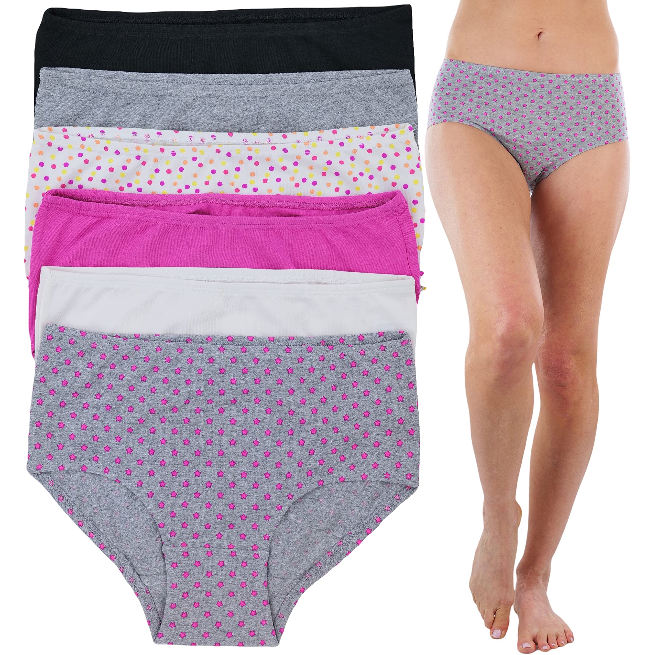 6-Pack: ToBeInStyle Women's High Waisted Solids and Prints Stars and P