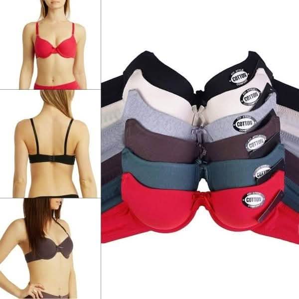 6-Pack: Unibasic Women Full Cup Solid Comfort Breathable Cotton Bra - Assorted Sizes and Styles Women's Apparel - DailySale