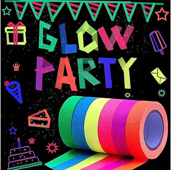 6-Pack: UV Gaffer Fluorescent Party Tape Blacklight Reactive Glow In The Dark Tape Holiday Decor & Apparel - DailySale