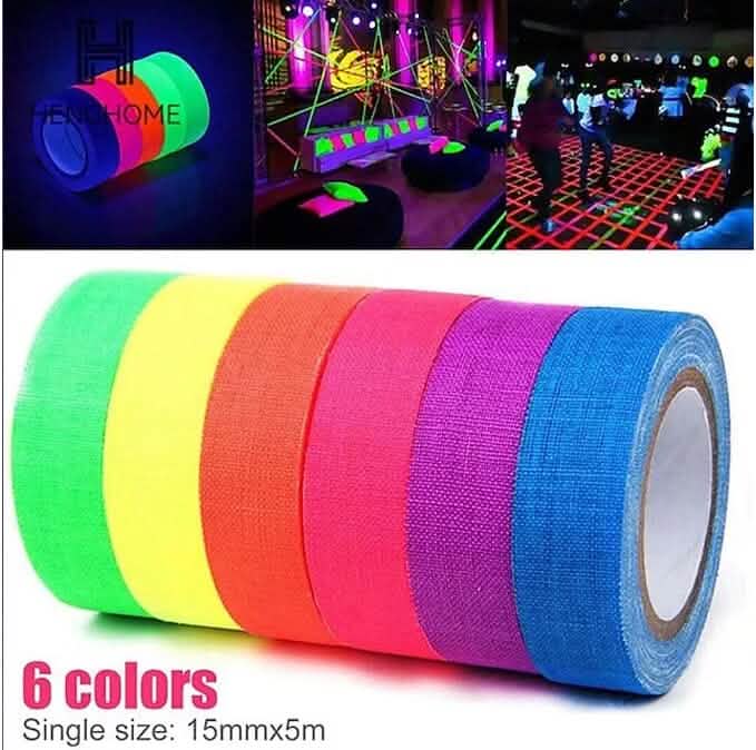 6-Pack: UV Gaffer Fluorescent Party Tape Blacklight Reactive Glow In The Dark Tape Holiday Decor & Apparel - DailySale
