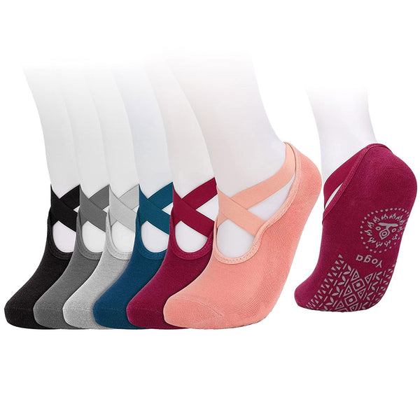 6-Pack: Women Yoga Socks with Straps Non-Slip Grips Women's Shoes & Accessories - DailySale