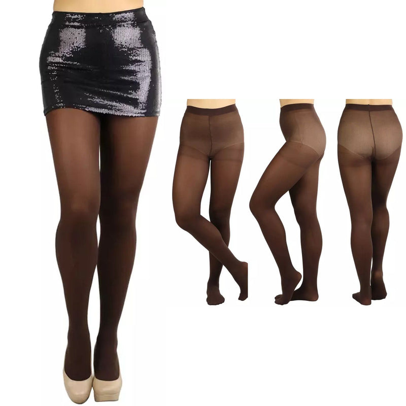 6-Pack: Women's Basic or Vibrant Semi Opaque Pantyhose Women's Clothing Coffee - DailySale