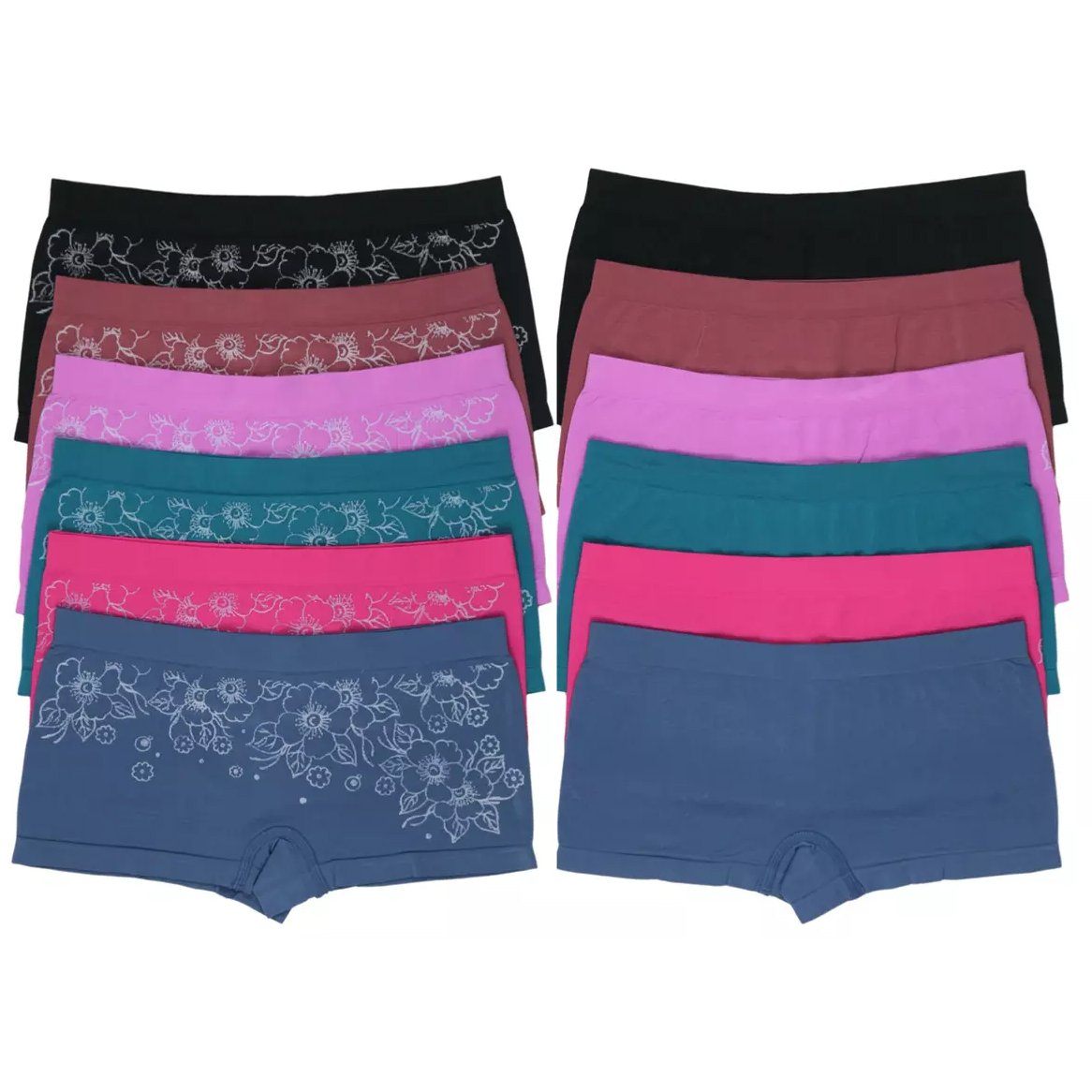 6-Pack: Women's Floral Accent Seamless Boyshorts