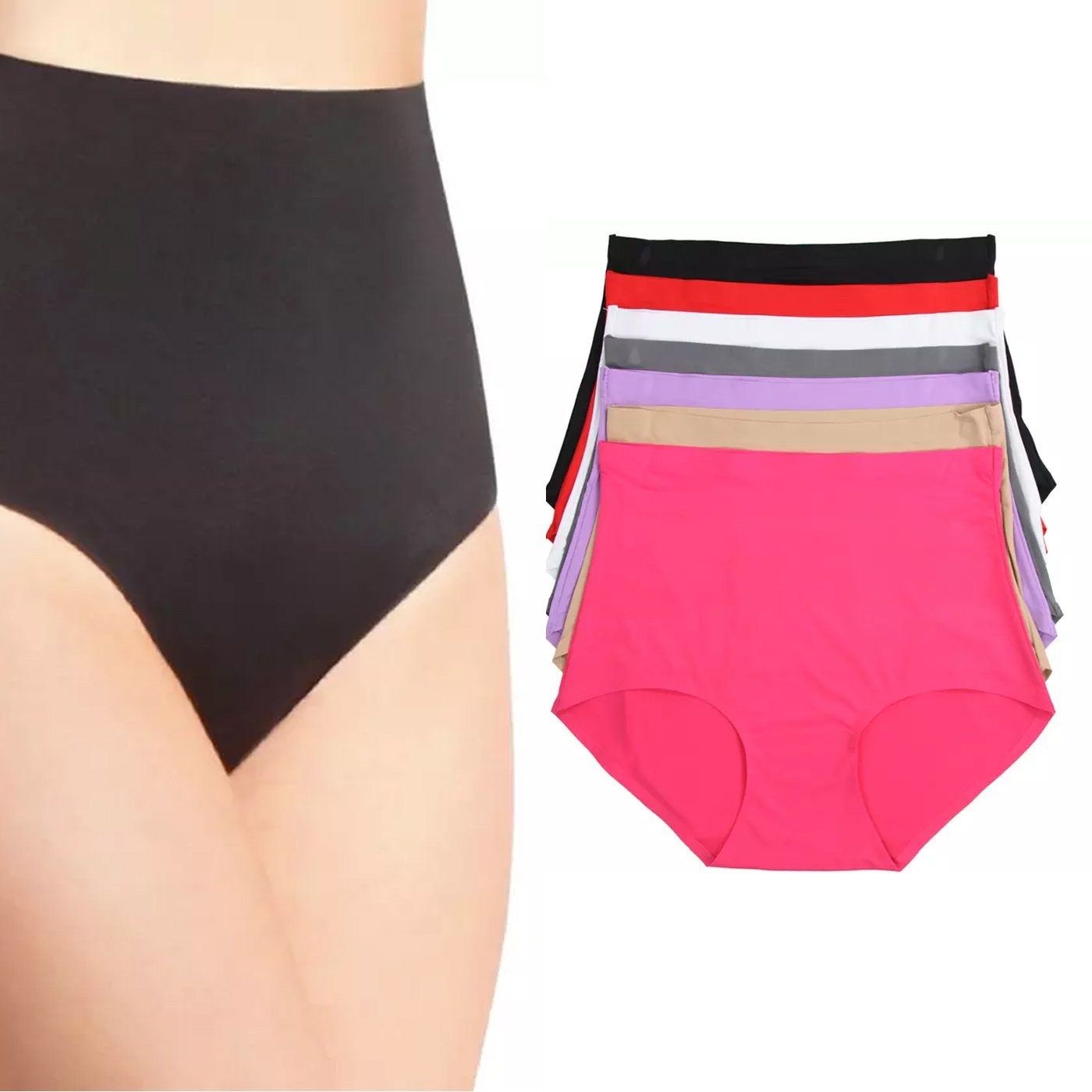 2-Pack High-Waisted Invisible Laser Cut Briefs Light Control