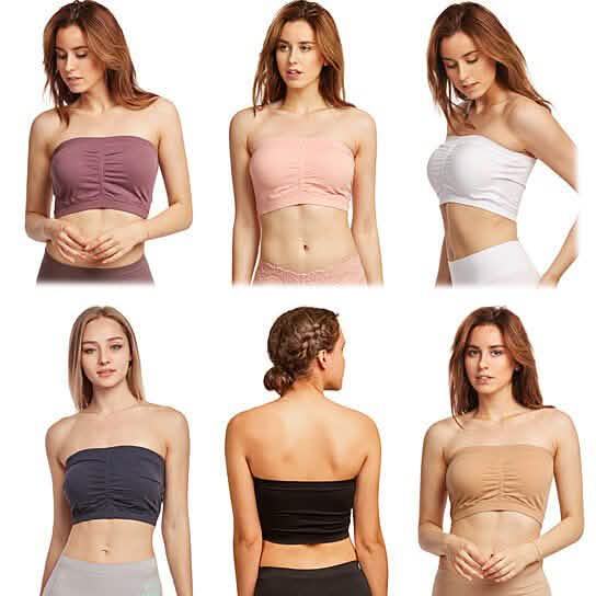 6-Pack: Women's Seamless Bandeau Tube Padded Bralettes Women's Lingerie - DailySale