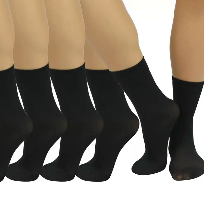 6-Pair: Ankle High Opaque Nylon Trouser Socks Men's Accessories Black - DailySale