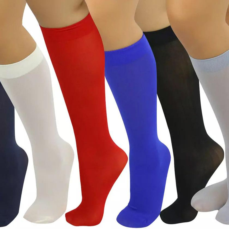6-Pair: Assorted Knee High Opaque Nylon Classic Socks Men's Accessories Bright Assortment - DailySale