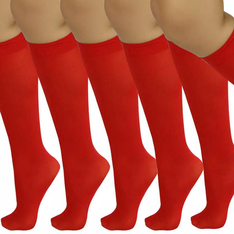 6-Pair: Assorted Knee High Opaque Nylon Classic Socks Men's Accessories Red - DailySale