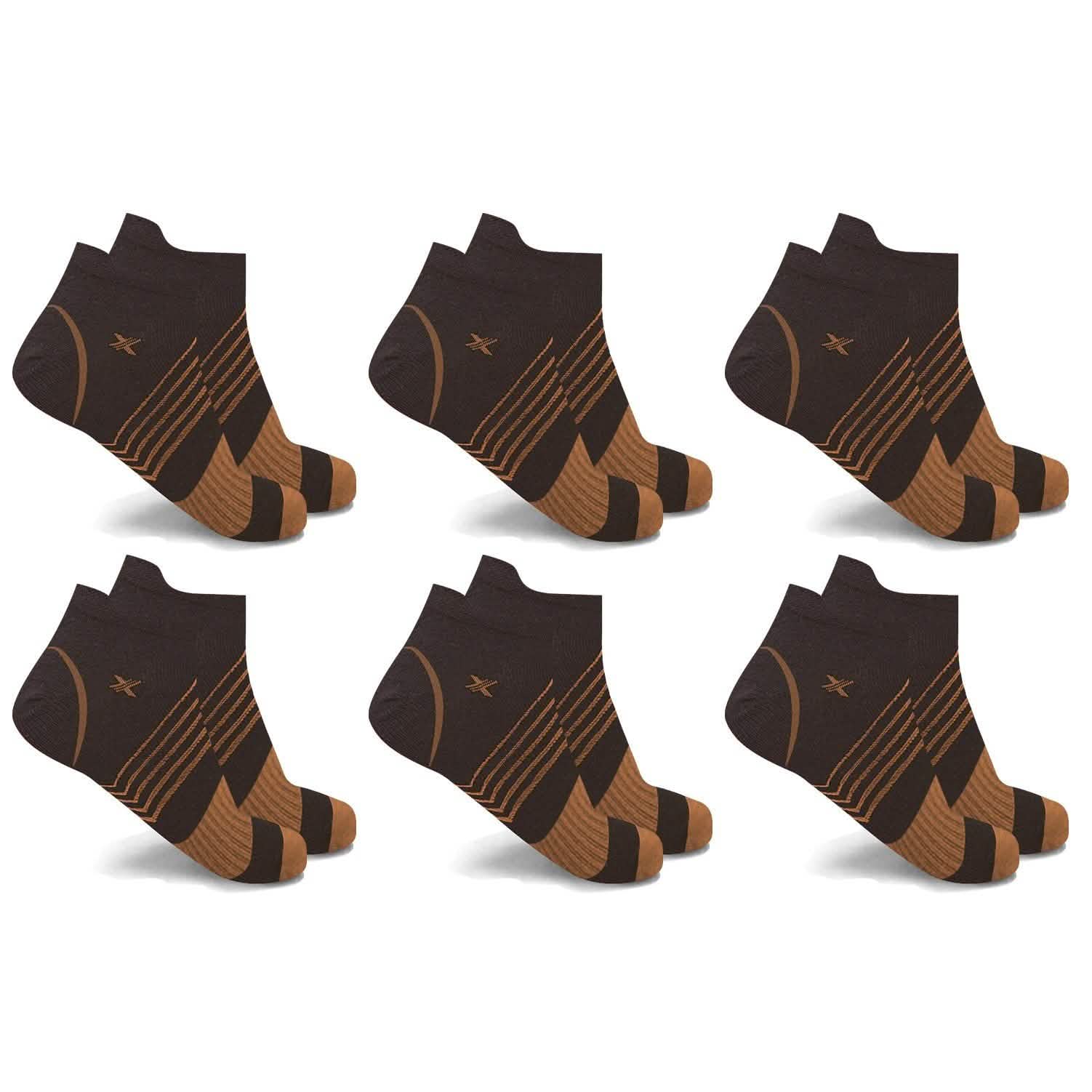 6-Pairs: Ultra V-Striped Ankle Compression Socks Wellness Copper-Infused S/M - DailySale