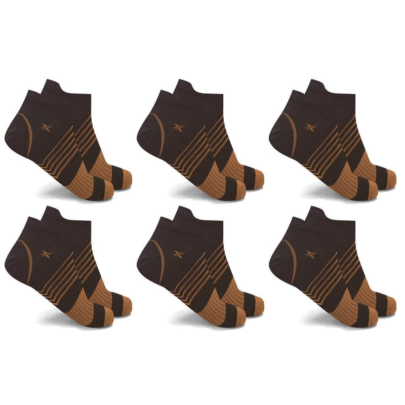 6-Pairs: Ultra V-Striped Ankle Compression Socks Wellness Copper-Infused S/M - DailySale
