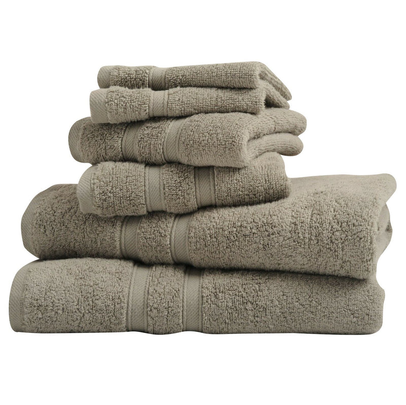 6-Piece: Bibb Home Zero Twist Egyptian Cotton Towel Set Bath Gray - DailySale