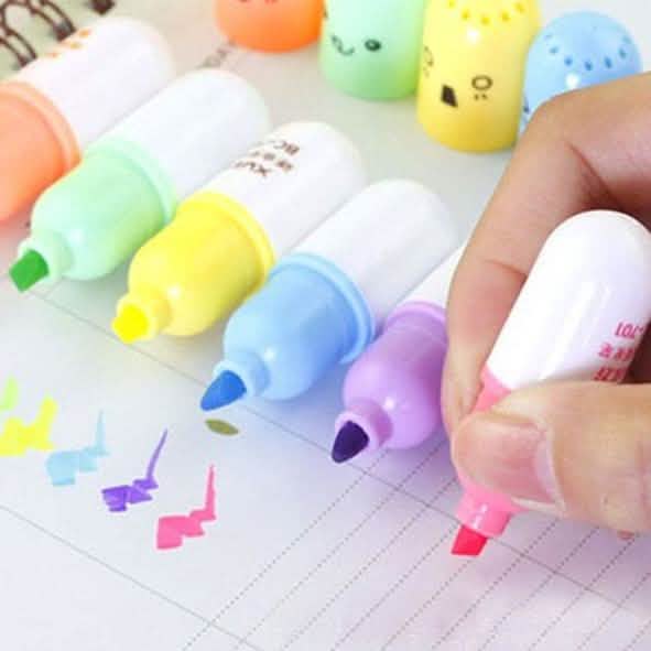 6-Piece: Cute Pill Shape Mini Highlighter Marker Art & Craft Supplies - DailySale
