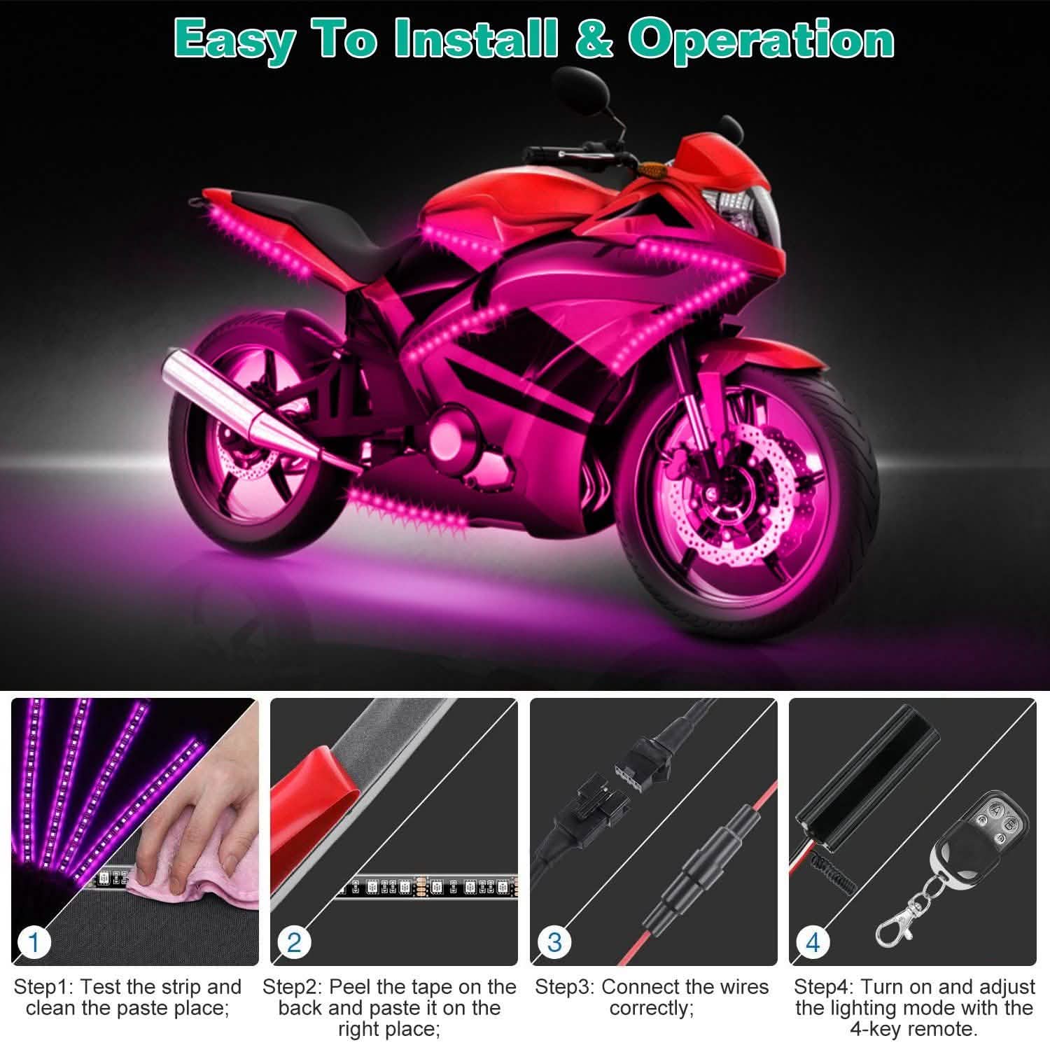 6-Piece: Motorcycle LED Light Strips Sports & Outdoors - DailySale
