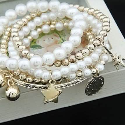 6-Piece: Multi Layer Pearl Bracelet Set Bracelets - DailySale