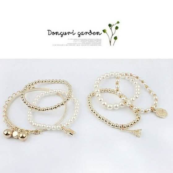 6-Piece: Multi Layer Pearl Bracelet Set Bracelets - DailySale