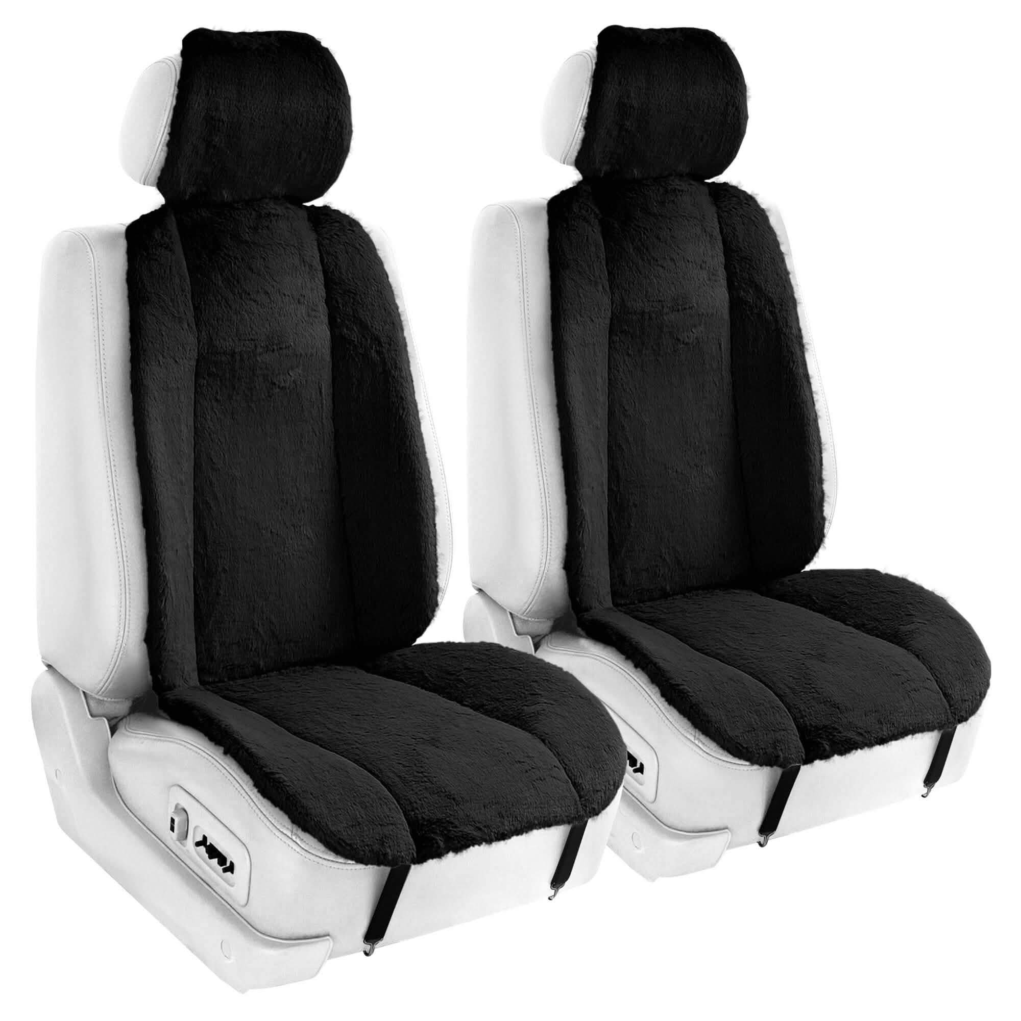 6-Piece Set: Doe16 Faux Rabbit Fur Car Seat Cushions Automotive Black - DailySale