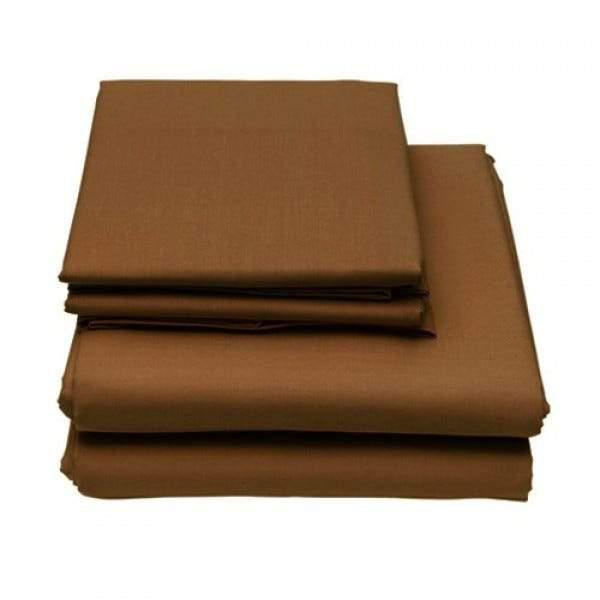 Folded twin-size 6-Piece Set of Egyptian Comfort 1600 Count Deep Pocket Bed Sheets in color brown