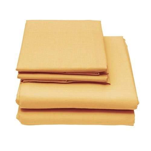 Folded twin-size 6-Piece Set of Egyptian Comfort 1600 Count Deep Pocket Bed Sheets in color butter