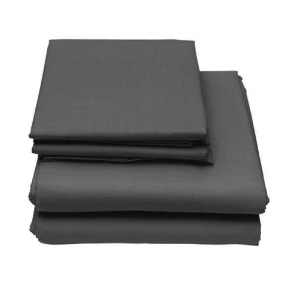 Folded twin-size 6-Piece Set of Egyptian Comfort 1600 Count Deep Pocket Bed Sheets in color dark grey