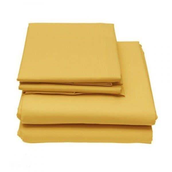 Folded twin-size 6-Piece Set of Egyptian Comfort 1600 Count Deep Pocket Bed Sheets in yellow