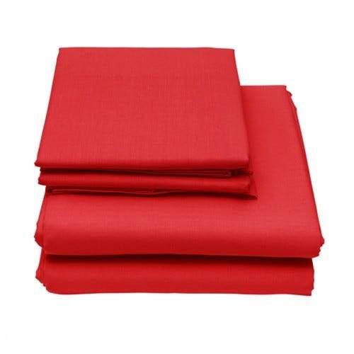 Folded twin-size 6-Piece Set of Egyptian Comfort 1600 Count Deep Pocket Bed Sheets in color red